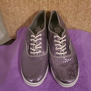 Vans Off The Wall Sequin Skate Shoes Glitter Sparkle Gray Women's 10.5 Men's 9